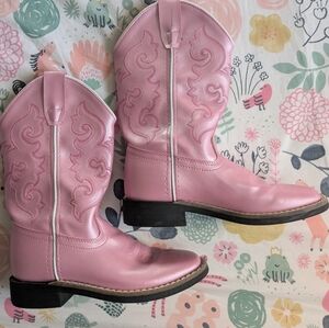Old West Cream and Pink Cowboy Boots
